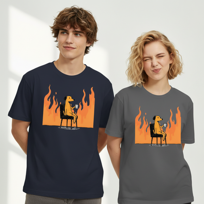 "This Is Fine" Funny Dog on Fire Graphic Tee T7122