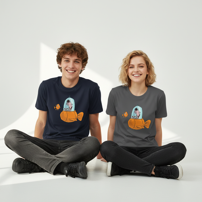 Dog in Fish Sub Funny Graphic Tee T7118