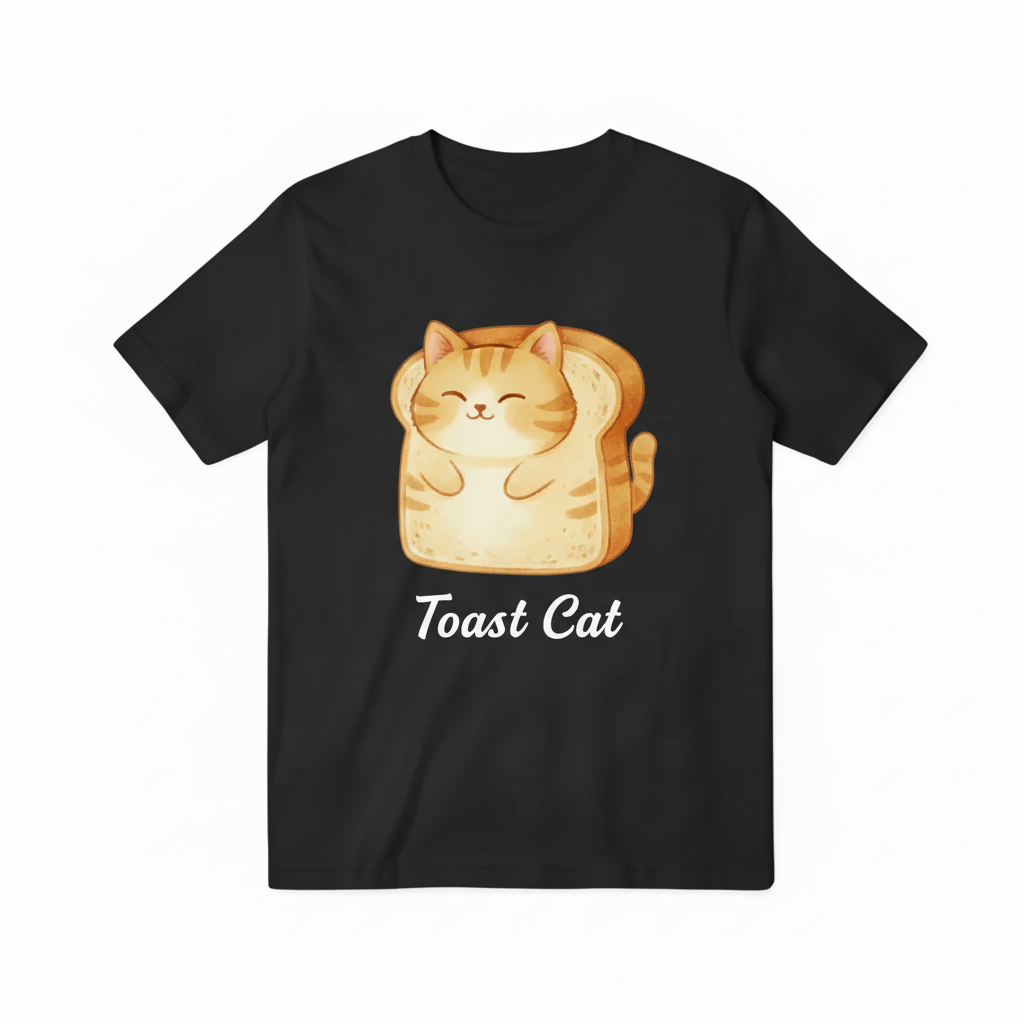 Toast Cat Black T-shirt