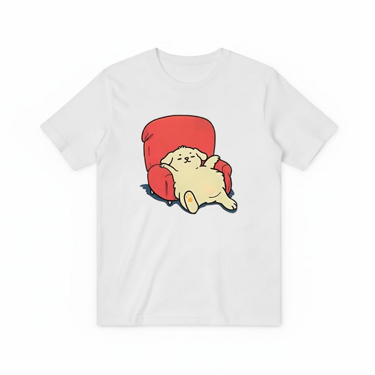 Lazy Dog on Sofa Cute Funny Graphic Tee T7094