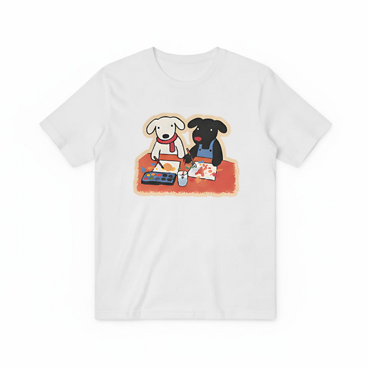 Painting Dogs Cute Duo Graphic Tee – Dog Lover Gift T7093