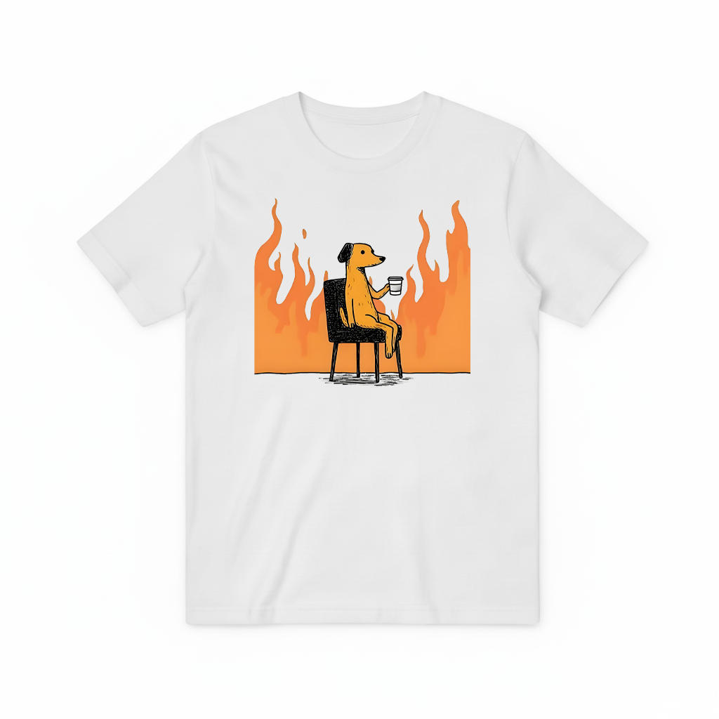 "This Is Fine" Funny Dog on Fire Graphic Tee T7122
