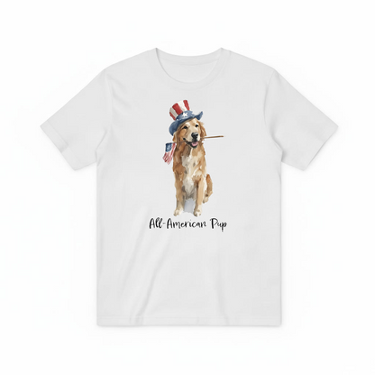 "All-American Pup" Patriotic Golden Retriever Tee T7120