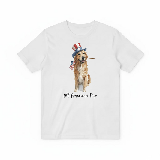 "All-American Pup" Patriotic Golden Retriever Tee T7120