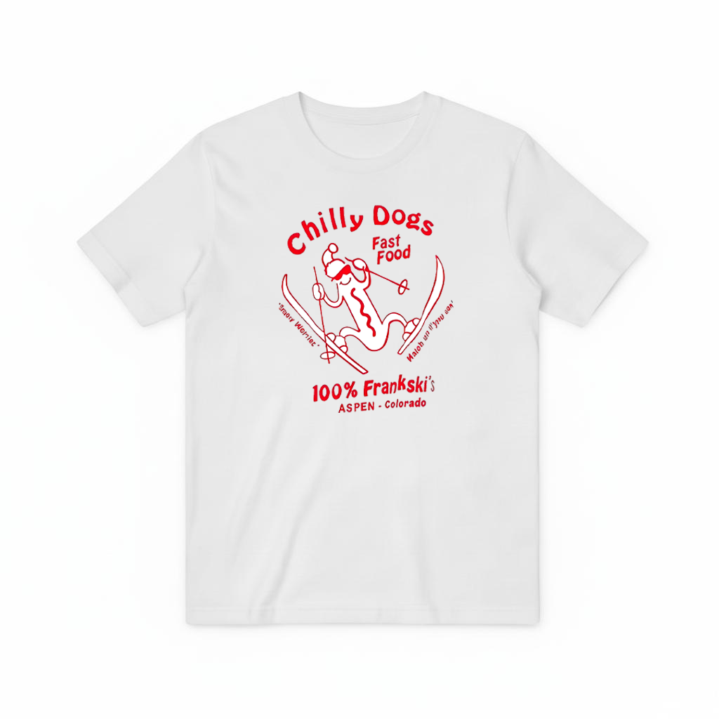 Chilly Dogs Skiing Dachshund Retro Funny Graphic Tee T7104