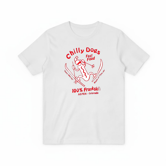 Chilly Dogs Skiing Dachshund Retro Funny Graphic Tee T7104