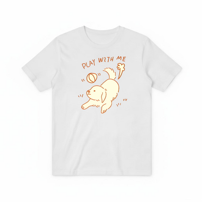 "Play With Me" Cute Golden Puppy Doodle Graphic Tee T7107