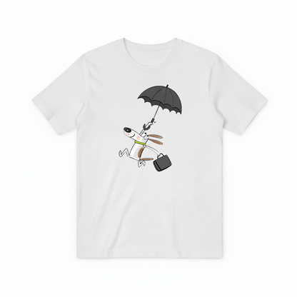 Flying Umbrella Dog Cute Minimalist Graphic Tee T7114
