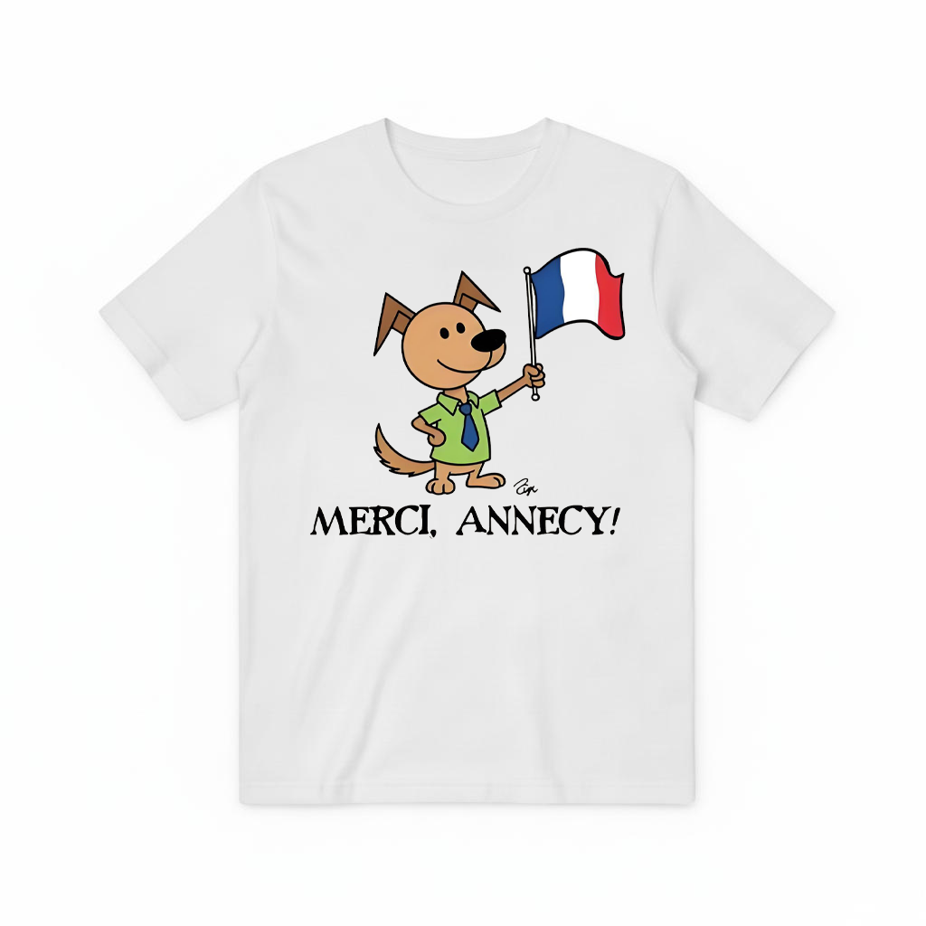 Merci Annecy Funny Dog Graphic Tee T7115
