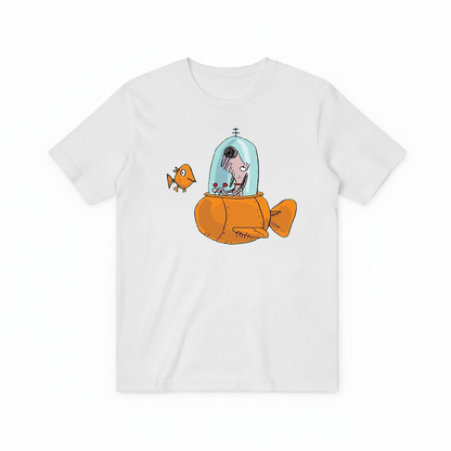 Dog in Fish Sub Funny Graphic Tee T7118
