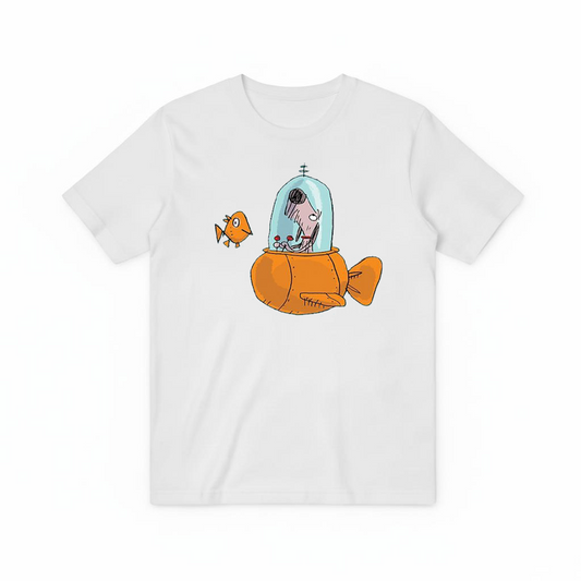 Dog in Fish Sub Funny Graphic Tee T7118