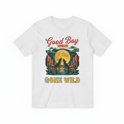 "Good Boy Gone Wild" Howling Wolfdog Retro Graphic Tee T7124
