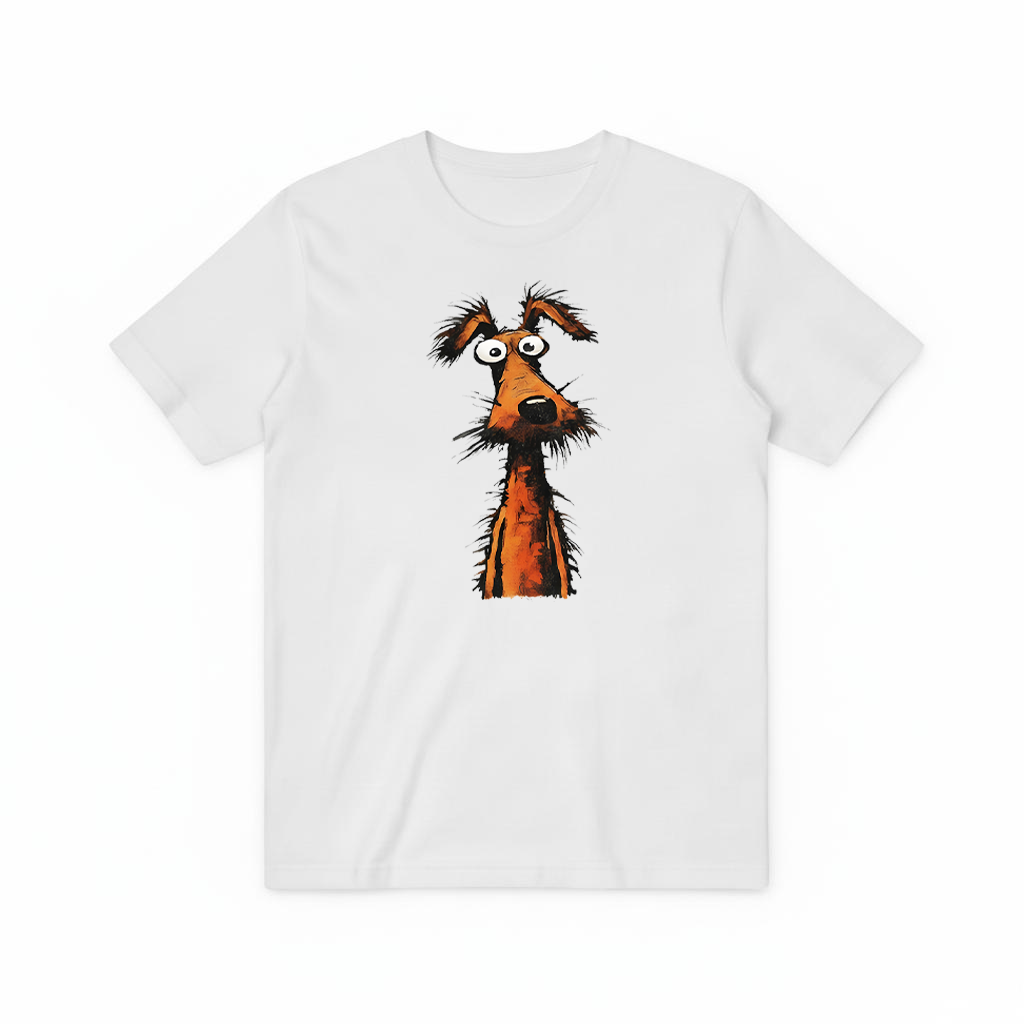 Crazy Eyes Funny Scruffy Dog Cartoon Graphic Tee T7111
