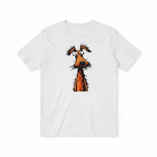 Crazy Eyes Funny Scruffy Dog Cartoon Graphic Tee T7111