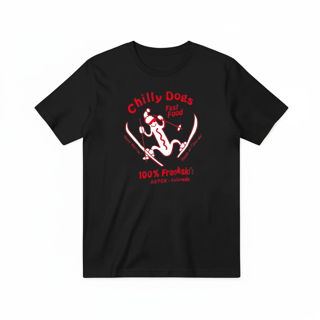 Chilly Dogs Skiing Dachshund Retro Funny Graphic Tee T7104