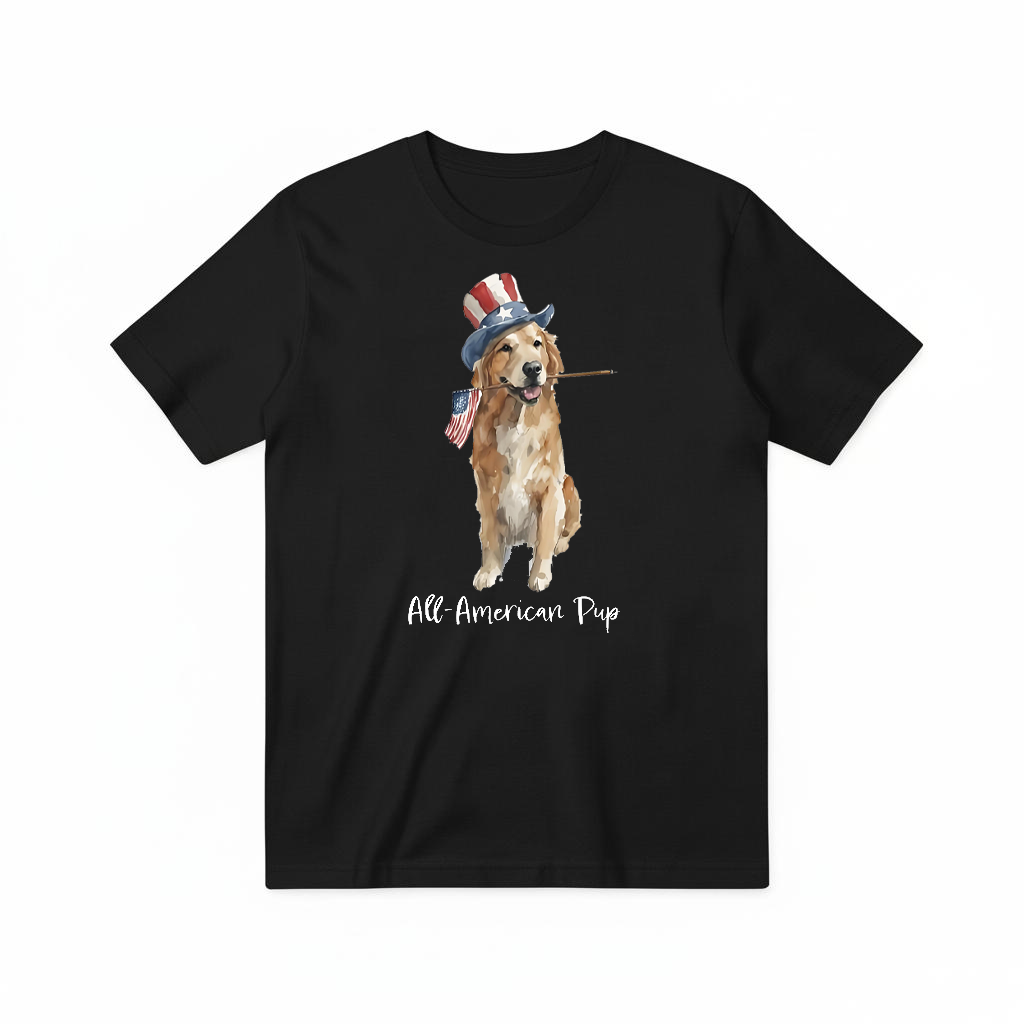 "All-American Pup" Patriotic Golden Retriever Tee T7120