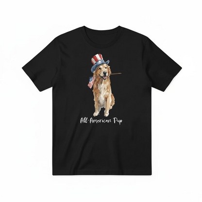 "All-American Pup" Patriotic Golden Retriever Tee T7120