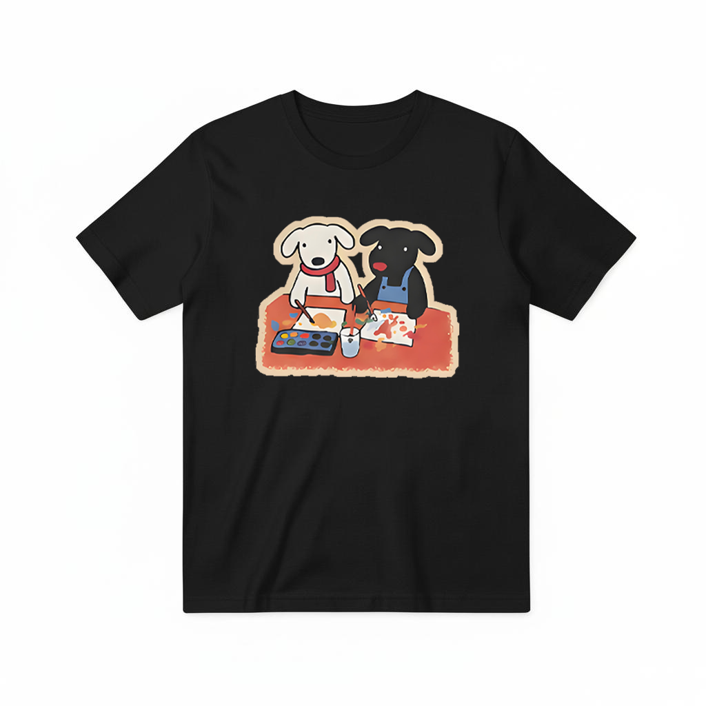 Painting Dogs Cute Duo Graphic Tee – Dog Lover Gift T7093