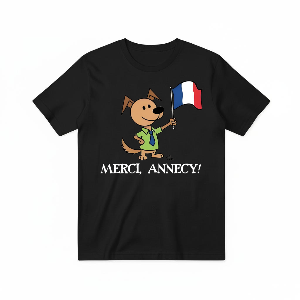 Merci Annecy Funny Dog Graphic Tee T7115