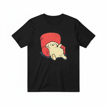 Lazy Dog on Sofa Cute Funny Graphic Tee T7094