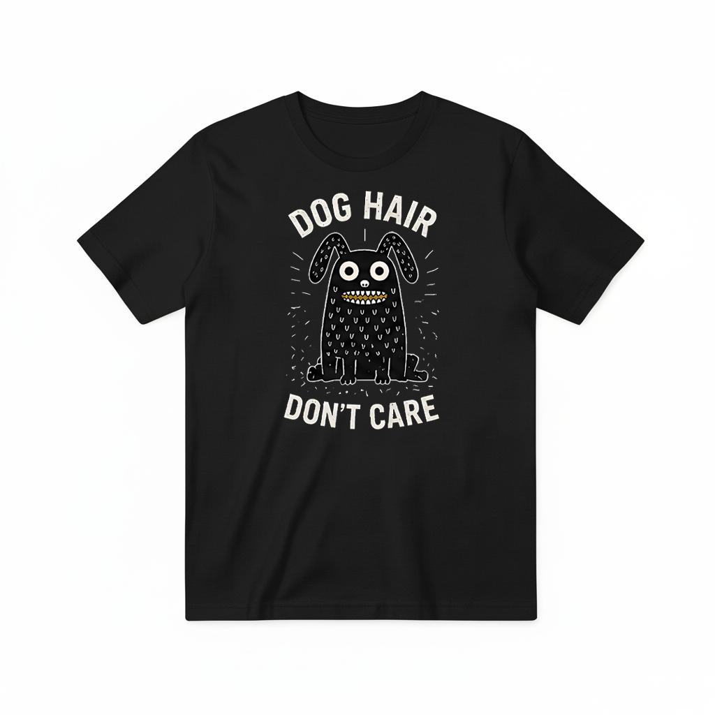 "Dog Hair Don't Care" Funny Monster Dog Graphic Tee T7101