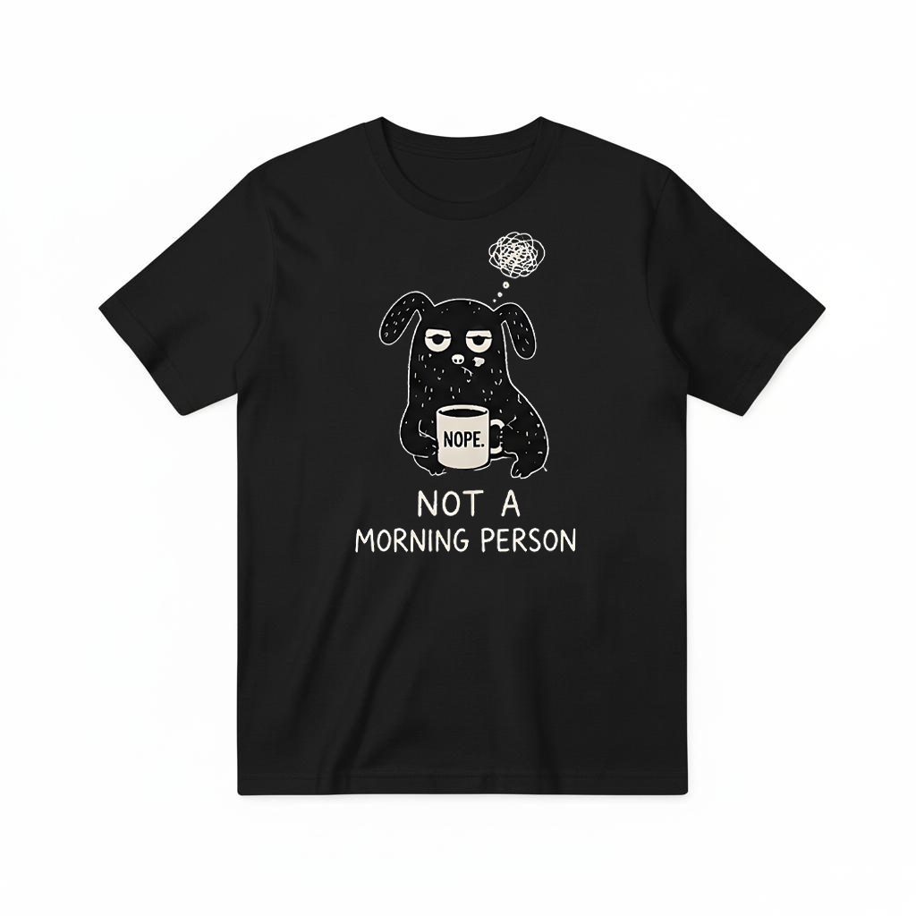 "Not a Morning Person" Funny Grumpy Dog Graphic Tee T7100