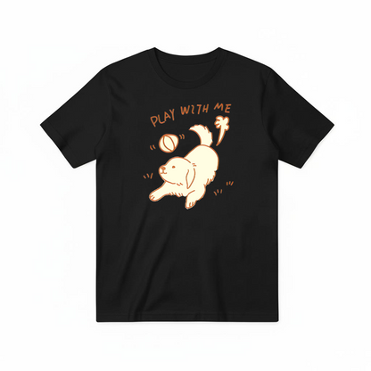 "Play With Me" Cute Golden Puppy Doodle Graphic Tee T7107