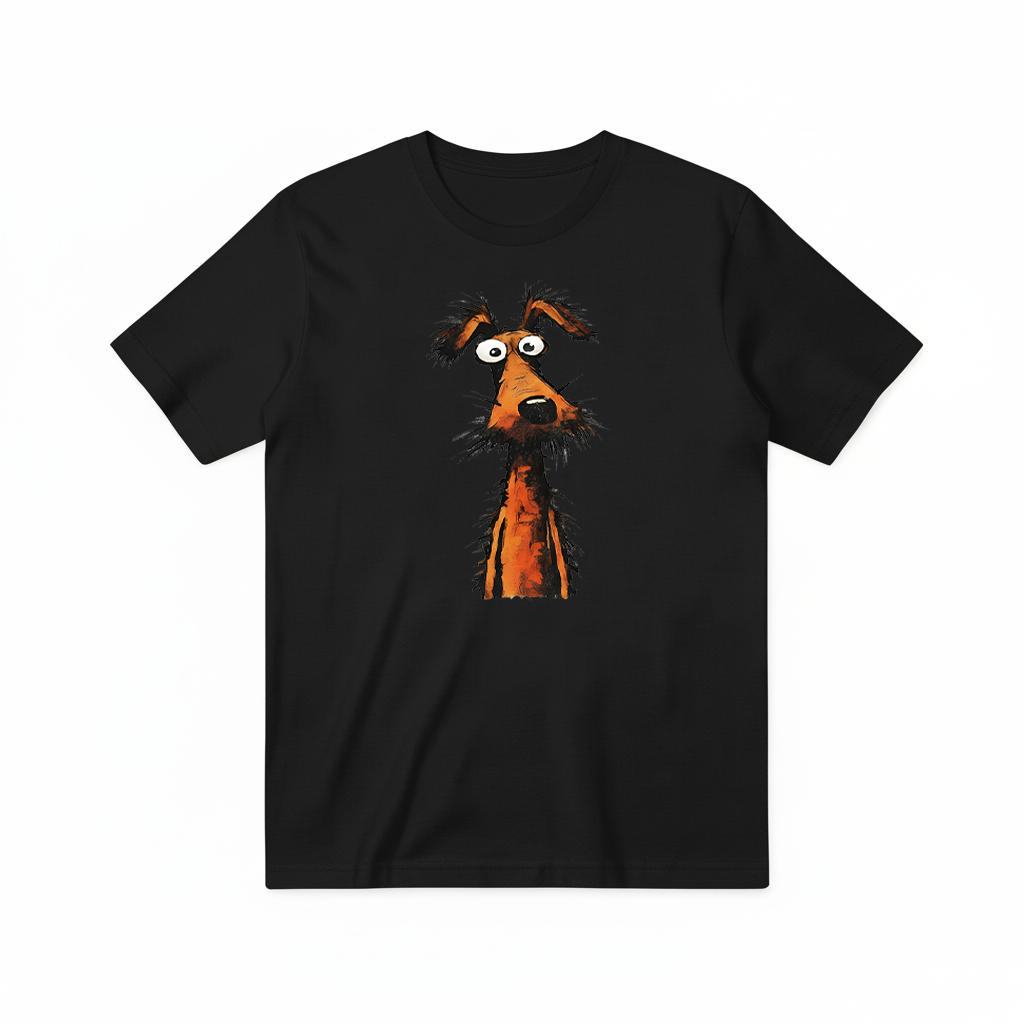 Crazy Eyes Funny Scruffy Dog Cartoon Graphic Tee T7111