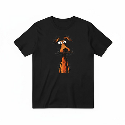 Crazy Eyes Funny Scruffy Dog Cartoon Graphic Tee T7111