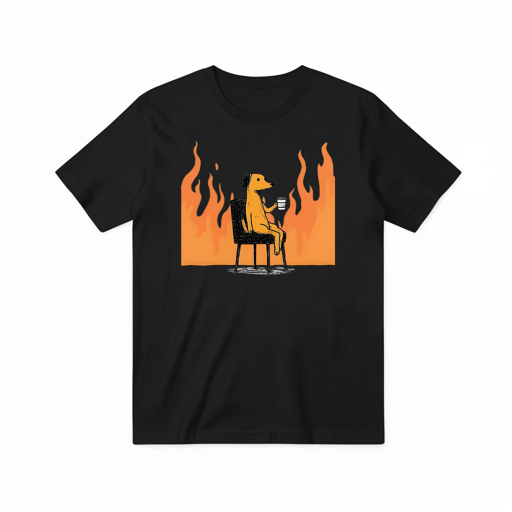 "This Is Fine" Funny Dog on Fire Graphic Tee T7122