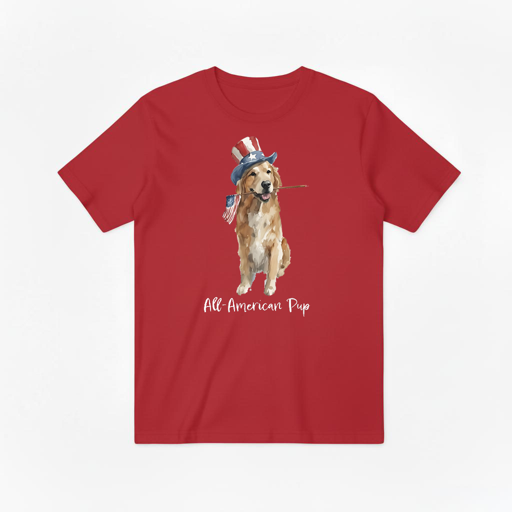 "All-American Pup" Patriotic Golden Retriever Tee T7120