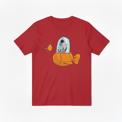 Dog in Fish Sub Funny Graphic Tee T7118