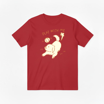 "Play With Me" Cute Golden Puppy Doodle Graphic Tee T7107