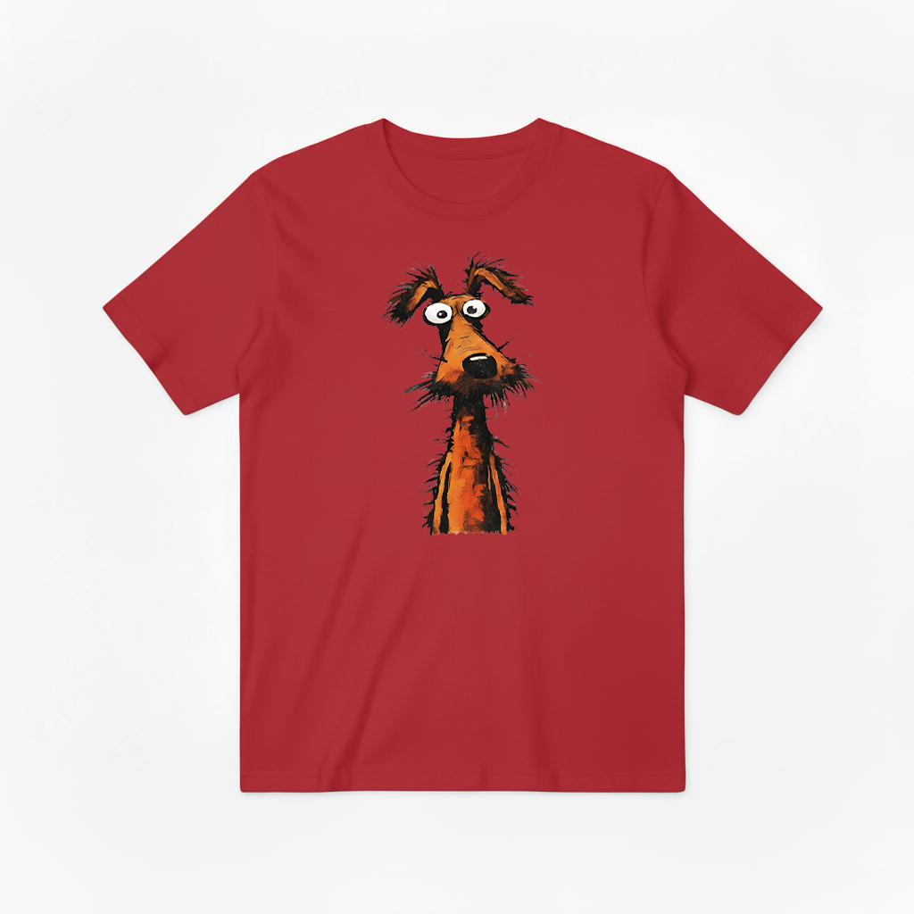 Crazy Eyes Funny Scruffy Dog Cartoon Graphic Tee T7111