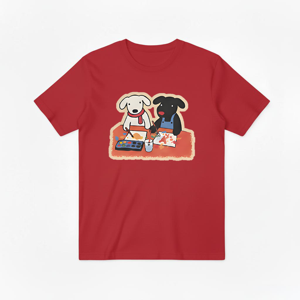 Painting Dogs Cute Duo Graphic Tee – Dog Lover Gift T7093