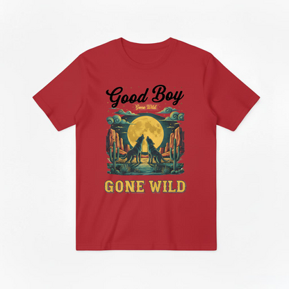 "Good Boy Gone Wild" Howling Wolfdog Retro Graphic Tee T7124