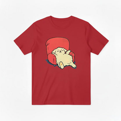 Lazy Dog on Sofa Cute Funny Graphic Tee T7094