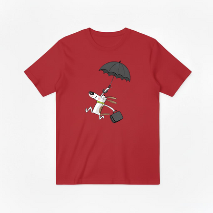 Flying Umbrella Dog Cute Minimalist Graphic Tee T7114