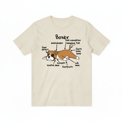 Funny Boxer Dog Anatomy Diagram Graphic Tee T7112