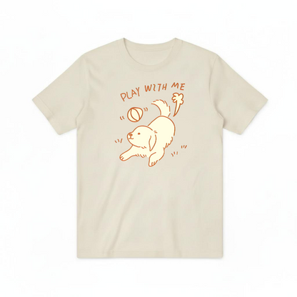 "Play With Me" Cute Golden Puppy Doodle Graphic Tee T7107