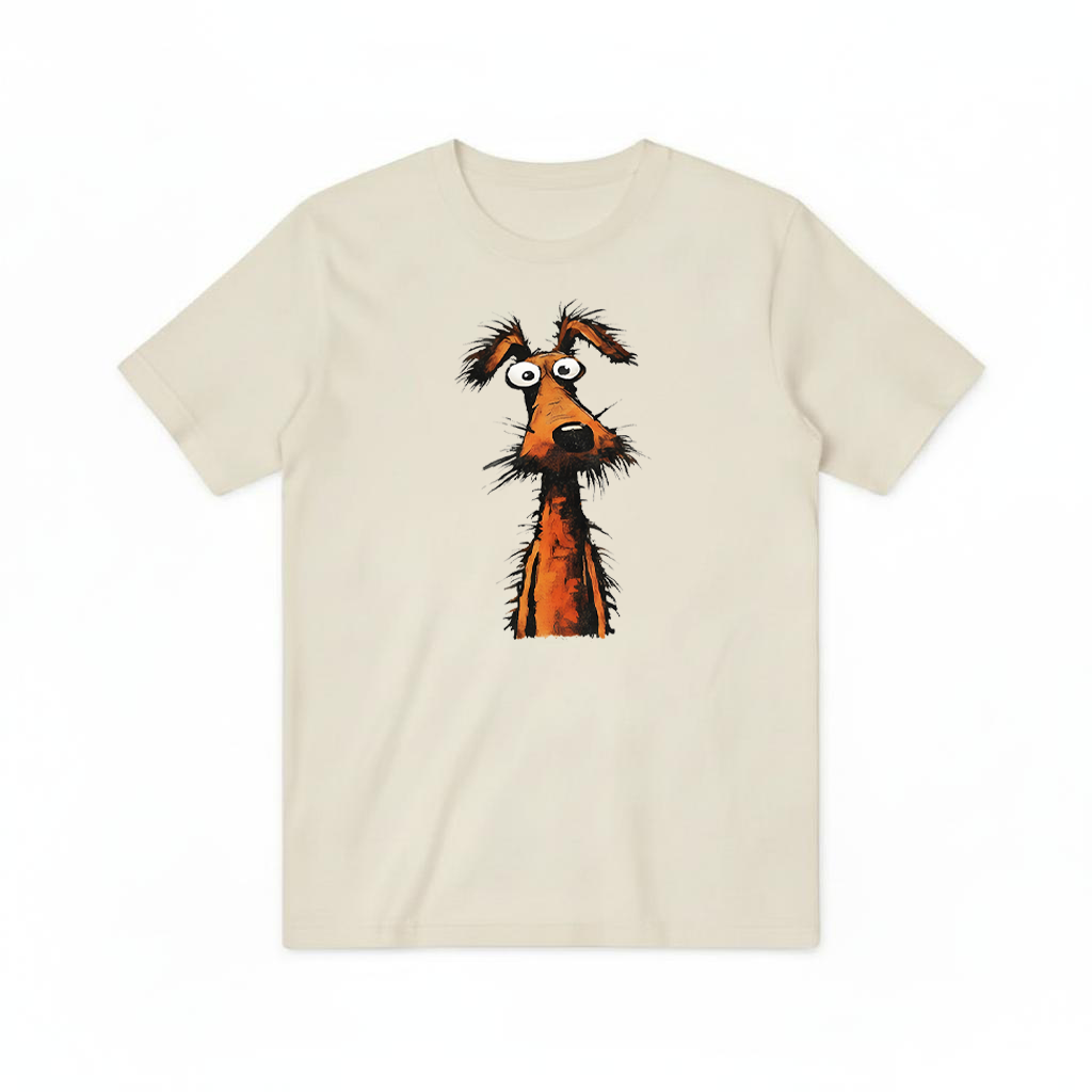 Crazy Eyes Funny Scruffy Dog Cartoon Graphic Tee T7111