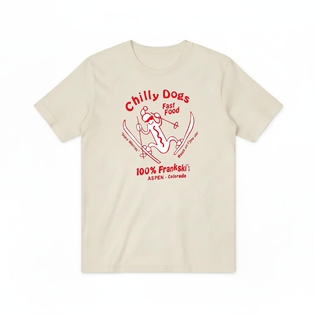Chilly Dogs Skiing Dachshund Retro Funny Graphic Tee T7104