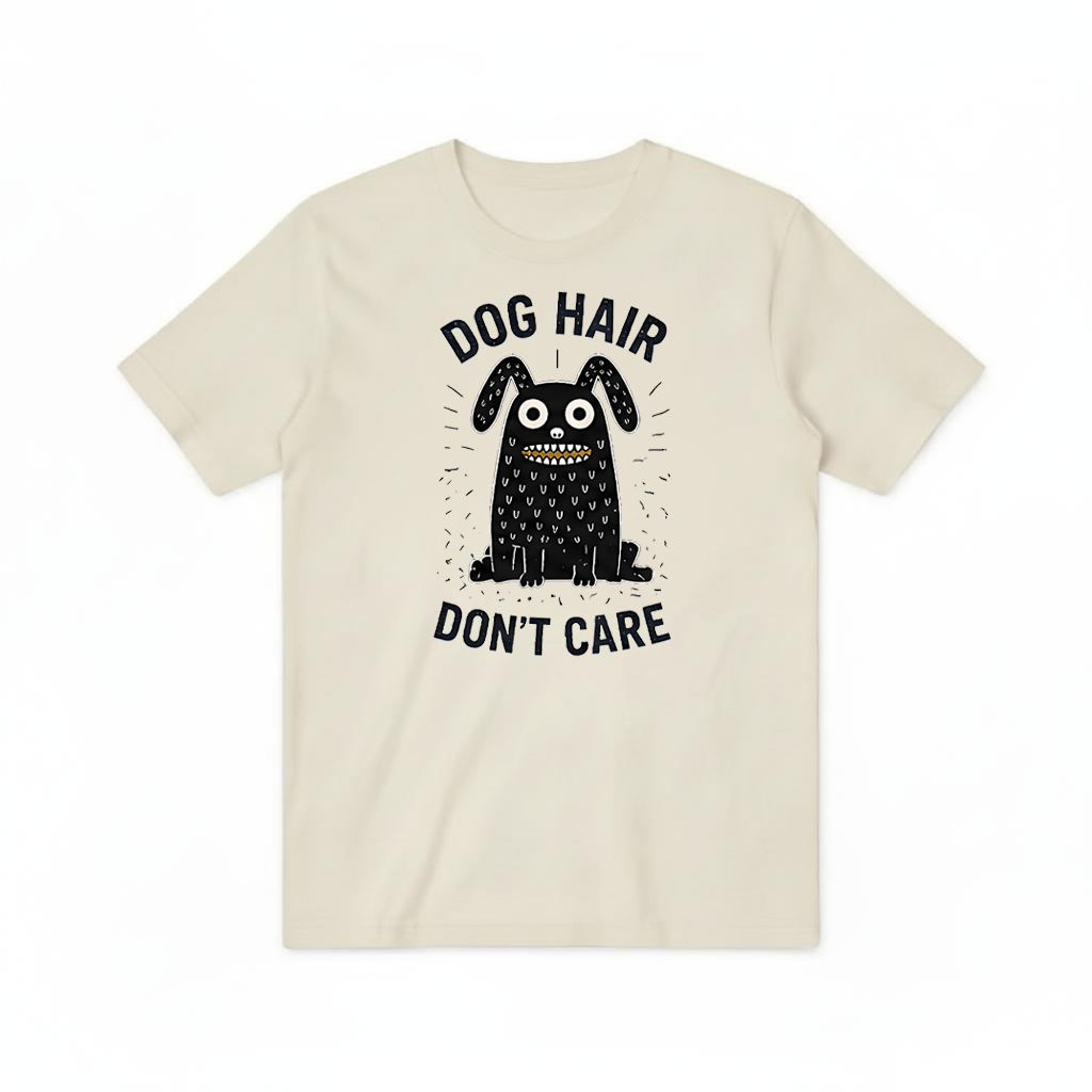 "Dog Hair Don't Care" Funny Monster Dog Graphic Tee T7101