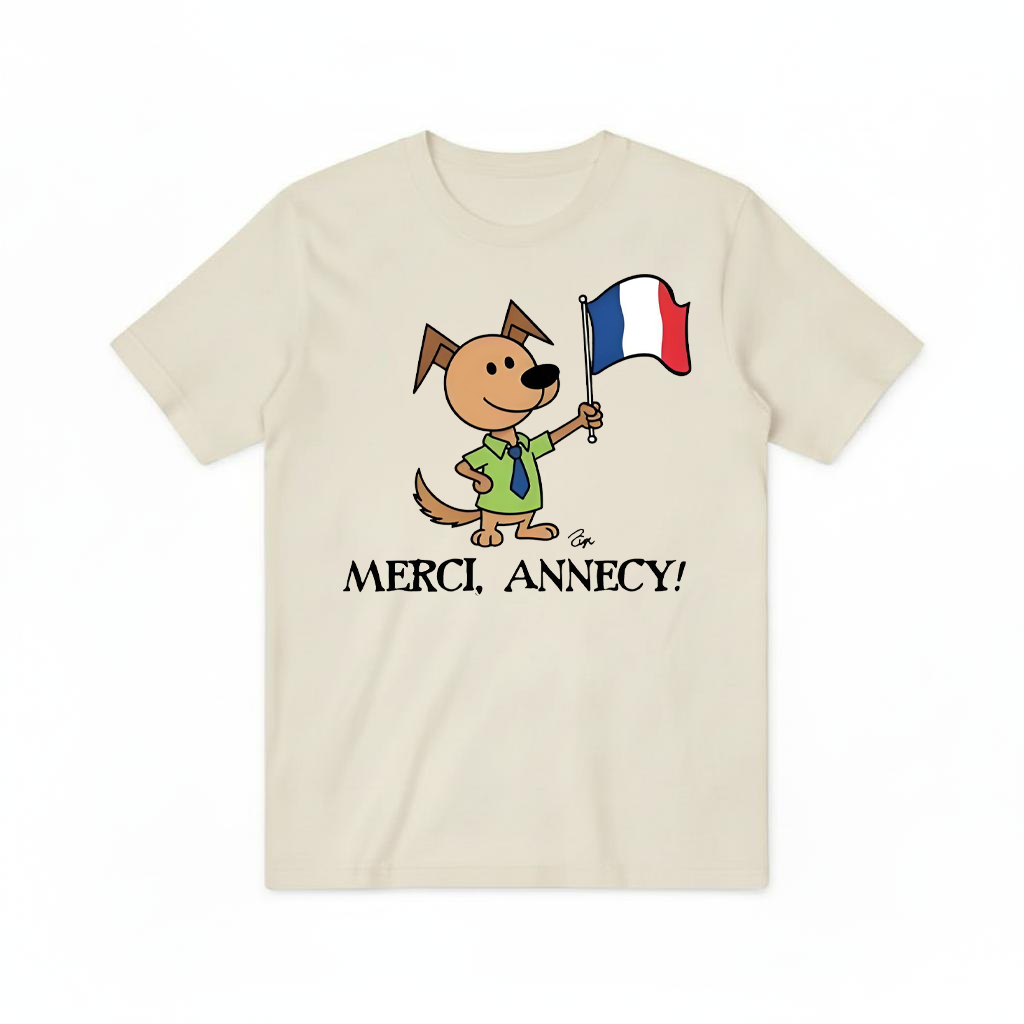 Merci Annecy Funny Dog Graphic Tee T7115