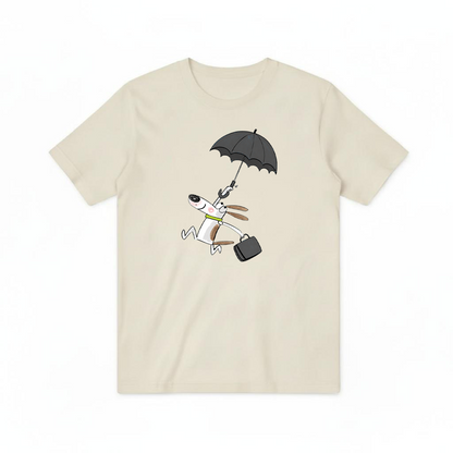 Flying Umbrella Dog Cute Minimalist Graphic Tee T7114