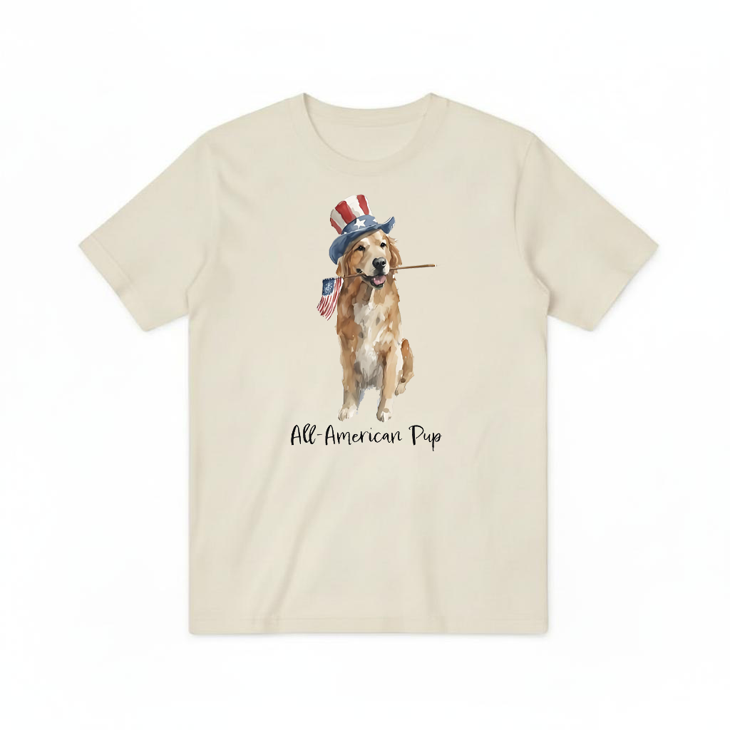 "All-American Pup" Patriotic Golden Retriever Tee T7120