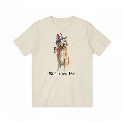 "All-American Pup" Patriotic Golden Retriever Tee T7120