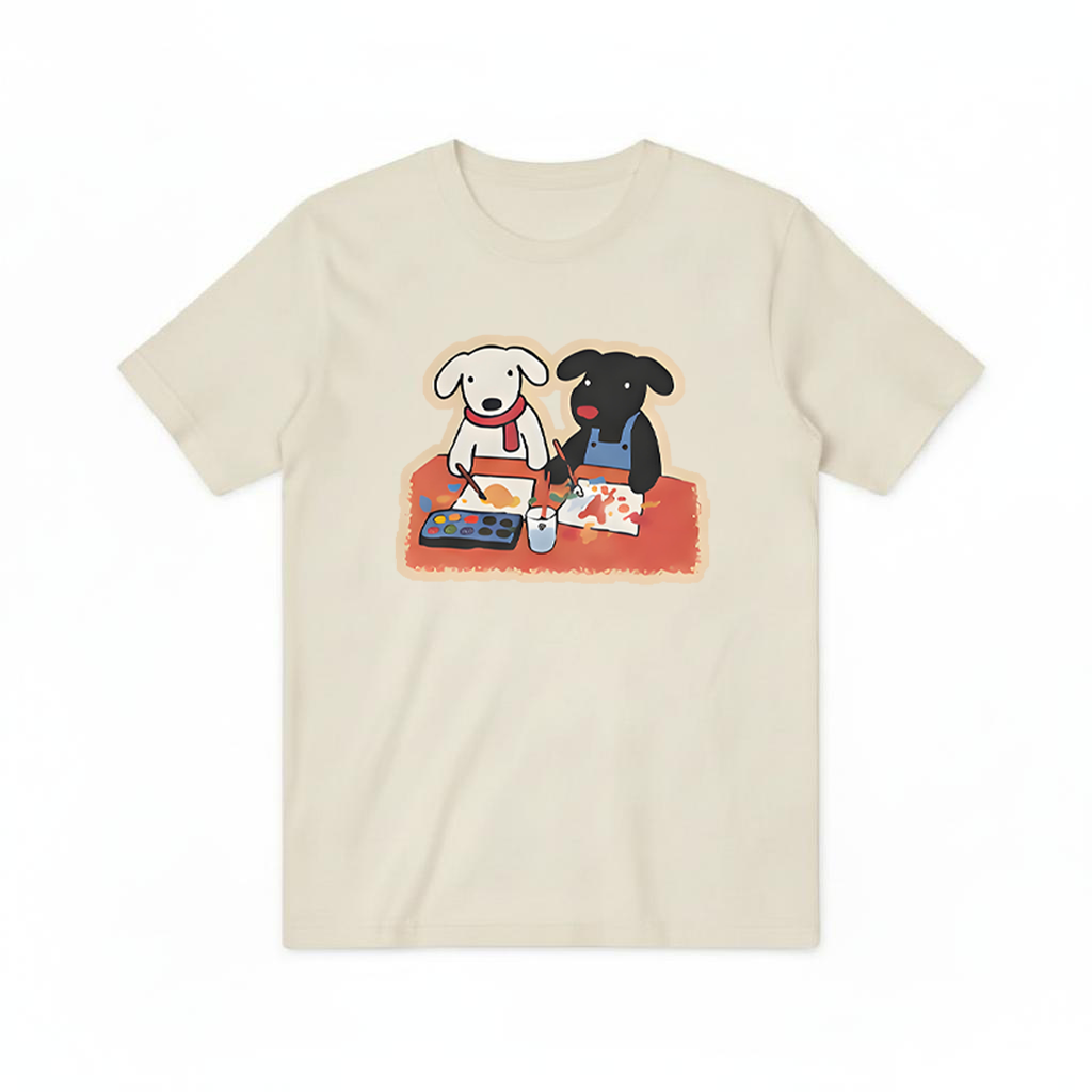 Painting Dogs Cute Duo Graphic Tee – Dog Lover Gift T7093