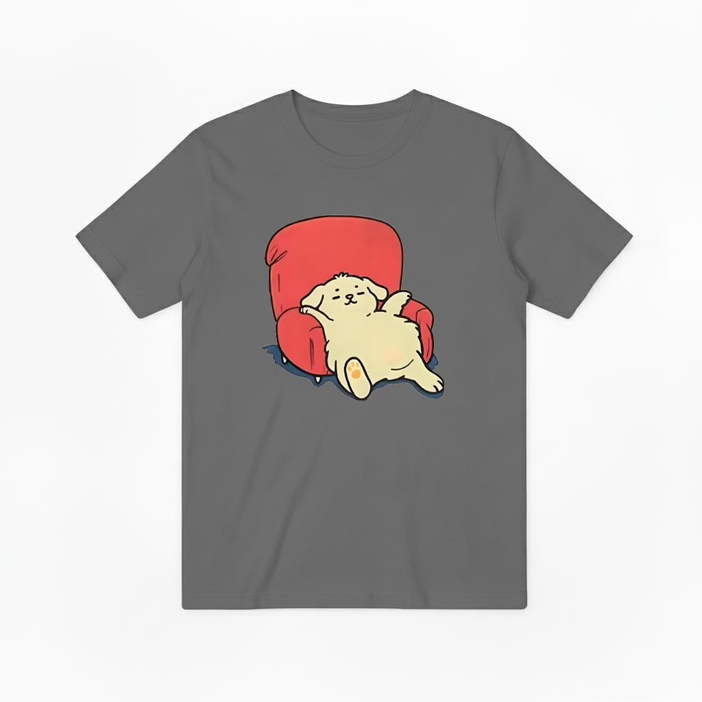 Lazy Dog on Sofa Cute Funny Graphic Tee T7094