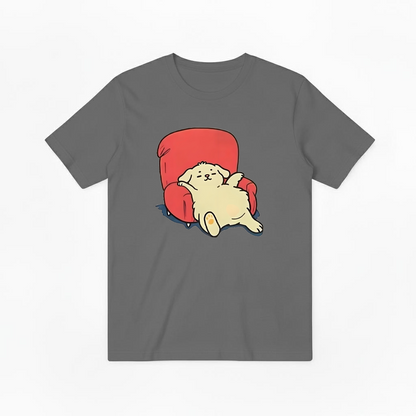 Lazy Dog on Sofa Cute Funny Graphic Tee T7094